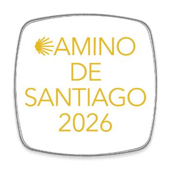 Buen Camino 2026 | Chemin de Saint-Jacques, Pèlerins, Santiago - Magnet carré - blanc - Devant