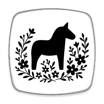 Dala horse – Nordic folk art design - Square fridge magnet - white - Front