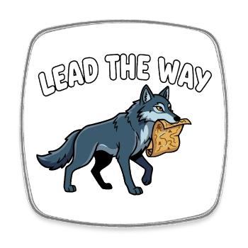 Lead the Way Wolf mit Pergament - Viereckiger Kühlschrankmagnet - Weiß - Vorne