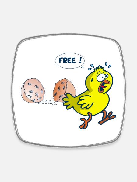 The release of the chick - Square fridge magnet - white