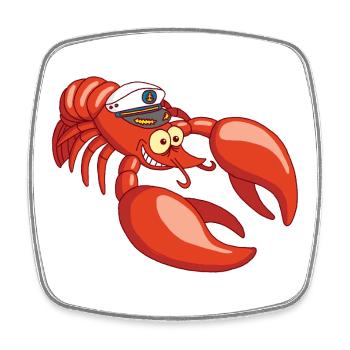 Captain Lobster - Viereckiger Kühlschrankmagnet - Weiß - Vorne