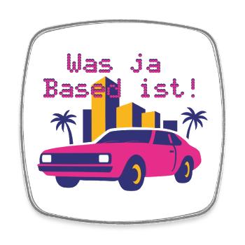 Neon Retro Cabrio Miami Stil (Was ja Based ist!) - Magnet carré - blanc - Devant