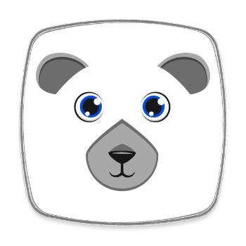 Niedliche Cartoon-Eisbären-Gesicht Blauaugen Arktis-Anim - Viereckiger Kühlschrankmagnet - Weiß - Vorne