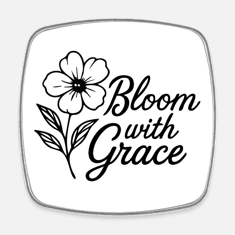 Bloom with Grace - Viereckiger Kühlschrankmagnet - Weiß