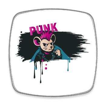 Punk Maus mit Irokesenschnitt und Lederjacke - Viereckiger Kühlschrankmagnet - Weiß - Vorne
