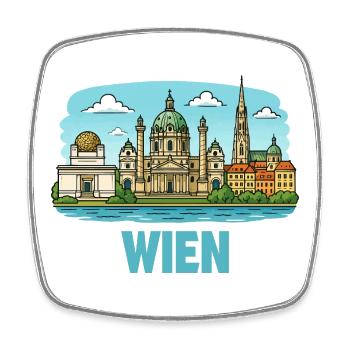 Vienna Panorama: Historic Skyline - Square fridge magnet - white - Front