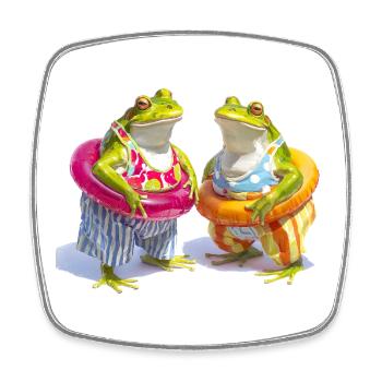 Heureux copains grenouilles en été - Magnet carré - blanc - Devant