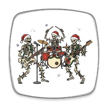 Ruban squelette de Noël Squelettes de Noël drôles - Magnet carré - blanc - Devant