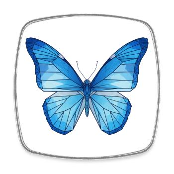 Geometric Blue Butterfly - Square fridge magnet - white - Front