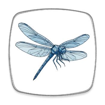 Geometrische Drachenfliege Blau - Viereckiger Kühlschrankmagnet - Weiß - Vorne