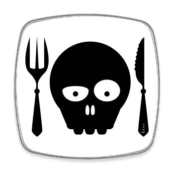 ENJOY_YOUR_MEAL-BON_APPETIT - Viereckiger Kühlschrankmagnet - Weiß - Vorne