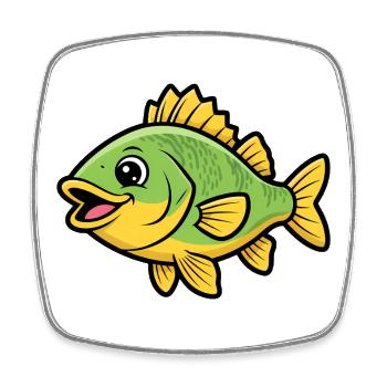 Süßer Flussbarsch Comic Fisch Bunt - Viereckiger Kühlschrankmagnet - Weiß - Vorne