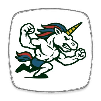 Power Unicorn Running Strong Fantasy Illustration - Square fridge magnet - white - Front