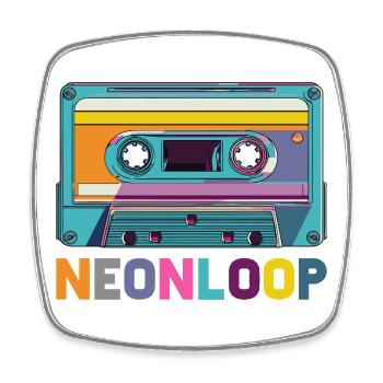 Conception de cassette en boucle néon - Magnet carré - blanc - Devant