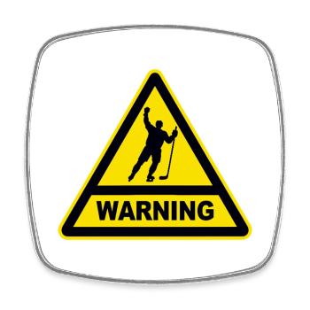 WARNING Eishockey Gefahr - Viereckiger Kühlschrankmagnet - Weiß - Vorne