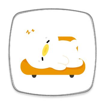 Sleepy Duck on Orange Cushion - Square fridge magnet - white - Front