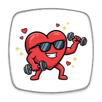Fun workout in the gym: heart lift to V - Square fridge magnet - white - Front