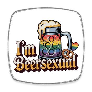 Je suis beersexual - Logo de Cool Beer - Magnet carré - blanc - Devant
