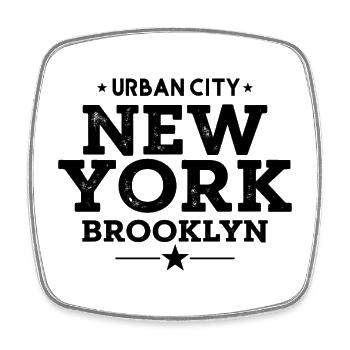 Urban City New York Brooklyn Vintage Style - Square fridge magnet - white - Front