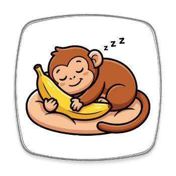 Sleeping monkey with banana - Square fridge magnet - white - Front