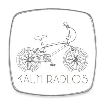 Jeu de mots humoristique sur le BMX Hardly Wheelless - Magnet carré - blanc - Devant