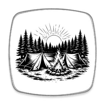 Camping Zelt Wald Landschaft - Viereckiger Kühlschrankmagnet - Weiß - Vorne