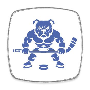 Minimalistische Bulldogge Silhouette Eishockey  - Viereckiger Kühlschrankmagnet - Weiß - Vorne