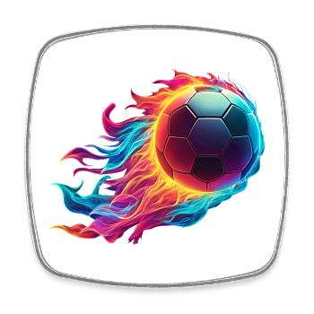 Fiery Football - Soccer Ball Fire - Square fridge magnet - white - Front