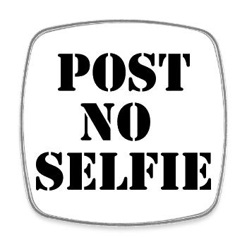 Post No Selfie - Urban Stencil Black - Square fridge magnet - white - Front