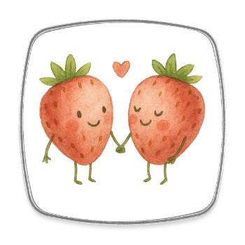Kuschelige Erdbeeren Liebe Herz Pärchen Paar  - Viereckiger Kühlschrankmagnet - Weiß - Vorne