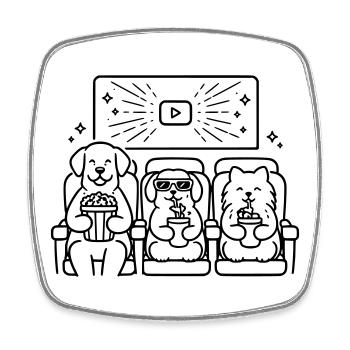 Cinéma de chiens Chiens au cinéma - Magnet carré - blanc - Devant