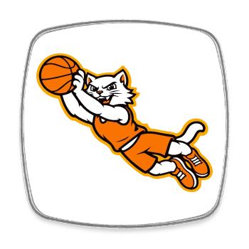 Wildcat-Basketball Flying Dunk Maskottchen - Viereckiger Kühlschrankmagnet - Weiß - Vorne