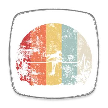 Cheval Heartbeat dans Retro Rainbow - Magnet carré - blanc - Devant