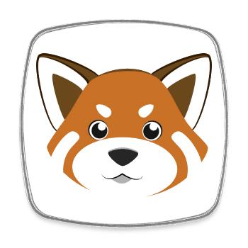 Rotes Panda-Gesicht niedliche Kawaii-Tierkunst - Viereckiger Kühlschrankmagnet - Weiß - Vorne