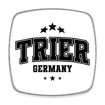 Trier Block Font Arch – Varsity Style - Square fridge magnet - white - Front
