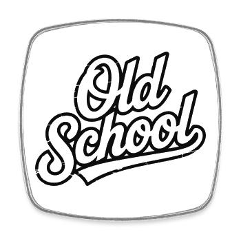 Old School Script Vintage Logo - Magnet carré - blanc - Devant