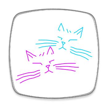 Cat Cats Retro Vintage Party - Square fridge magnet - white - Front