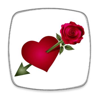 Rose rouge rencontre le cœur avec illustration de flèche - Magnet carré - blanc - Devant