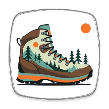 Motif paysager de chaussures de randonnée - Magnet carré - blanc - Devant
