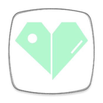 Mint Heart Split Minimalist - Square fridge magnet - white - Front