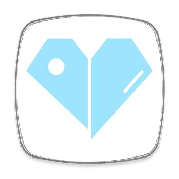 Geometrisches Blaues Herz - Viereckiger Kühlschrankmagnet - Weiß - Vorne
