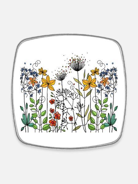 Blumen - Viereckiger Kühlschrankmagnet - Weiß