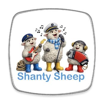 Shanty Sheep Ribbon - Square fridge magnet - white - Front