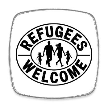 Refugees Welcome - Antifascist Merch - Square fridge magnet - white - Front
