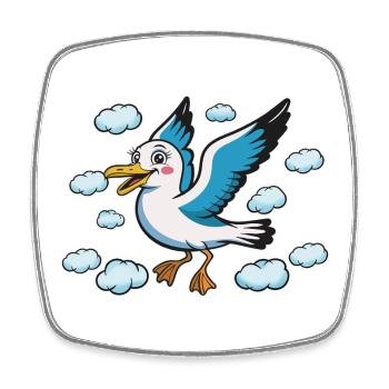 Clouds Flight Seagull Cartoon - Square fridge magnet - white - Front
