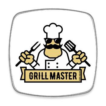 Grill Master (Grillen / Grillen / BBQ / 3C) - Viereckiger Kühlschrankmagnet - Weiß - Vorne