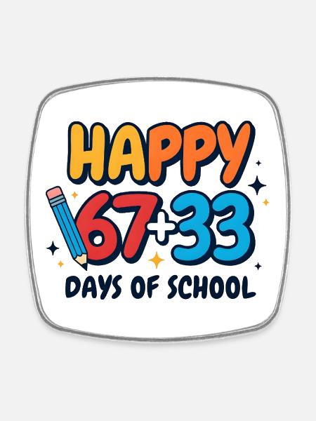 Happy 100 Days of School - Square fridge magnet - white