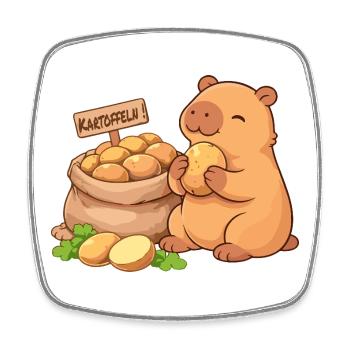 Capybara mit Kartoffeln – entspannt & niedlich - Viereckiger Kühlschrankmagnet - Weiß - Vorne
