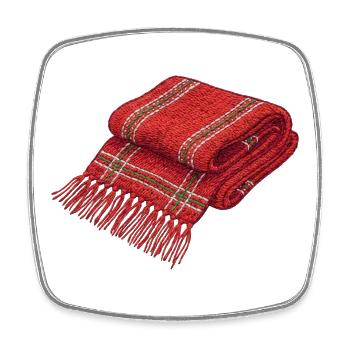 Écharpe de Noël en style brodé (imprimé) - Magnet carré - blanc - Devant