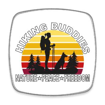 Hiking Buddies - Nature Peace Freedom - Square fridge magnet - white - Front